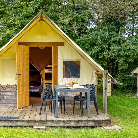 Tente en toile et en bois 4 personnes - Canadienne 2 chambres