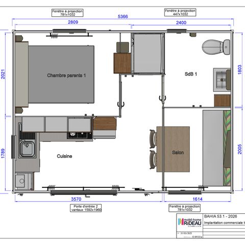MOBILHOME 2 personnes - PRIVILEGE - RUBINETTE - 1 chambre - SAMEDI