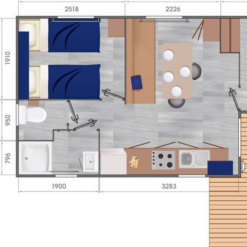 MOBILHOME 5 personnes - Evasion Groix- Quartier piéton- 4/5P 2Ch 25m2