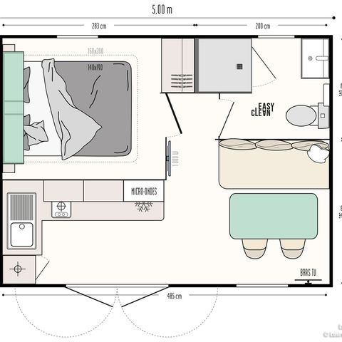 MOBILHOME 2 personnes - Mobil-Home Standard 22m² - 1 chambre + terrasse semi-couverte 12m² -
