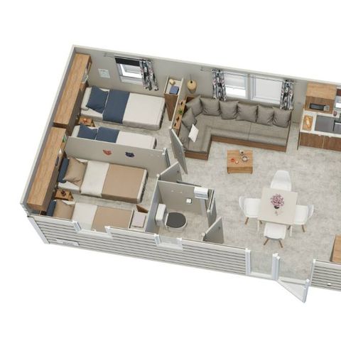 MOBILHOME 6 personnes - New Premium 32m²(3ch.-6pers.) + Terrasse + TV + Clim