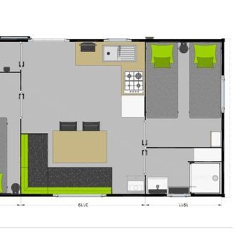 MOBILHOME 4 personnes - IBIZA 27m² - 2 chambres - Terrasse couverte