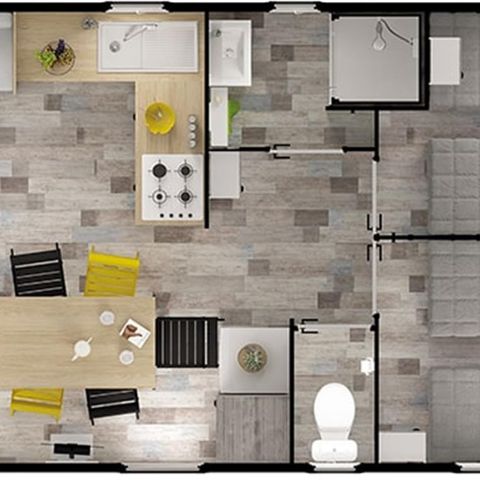 MOBILHOME 6 personnes - PREMIUM 36m² - 3 chambres - 2 SDB - Terrasse Couverte