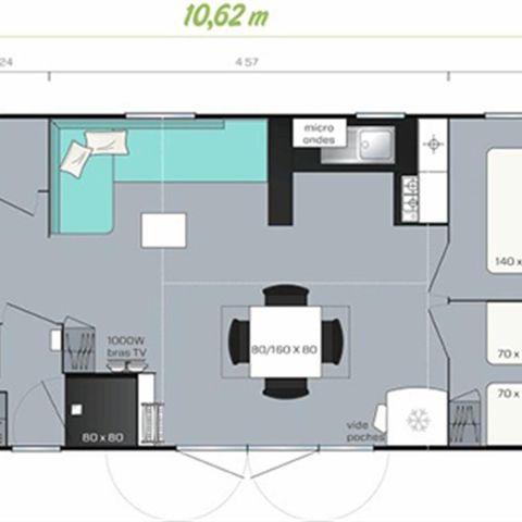 MOBILHOME 8 personnes - SMALA 38m² - 4 chambres + terrasse couverte