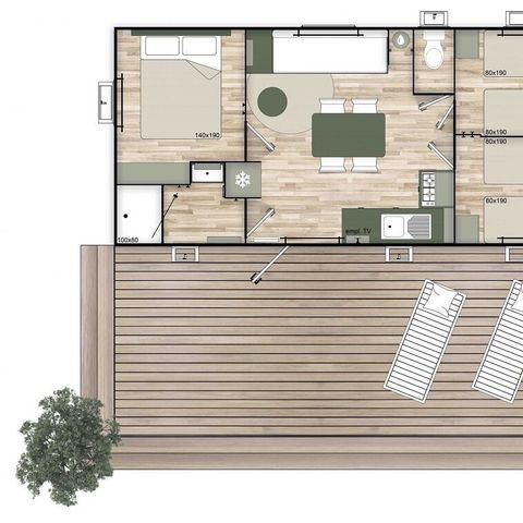 Mobilhome 6 personnes - Mobil-home Confort + 3 Chambres 6 Personnes