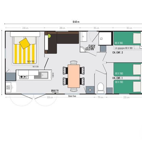 MOBILHOME 6 personnes - Confort - 3 chambres