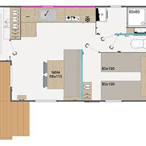MOBILHOME 5 personnes - Cottage Bambou Family Baby