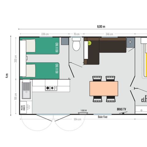 MOBILHOME 4 personnes - Confort 2 Chambres