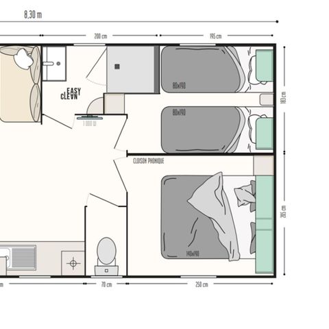 MOBILHOME 4 personnes - Confort 2 chambres
