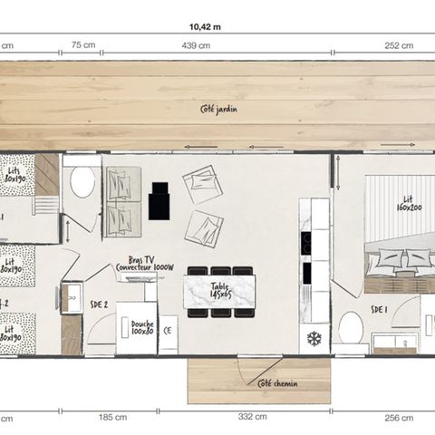 MOBILHOME 6 personnes - Premium 3 Chambres