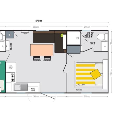 MOBILHOME 4 personnes - Confort Plus 2 chambres 2 Sdb