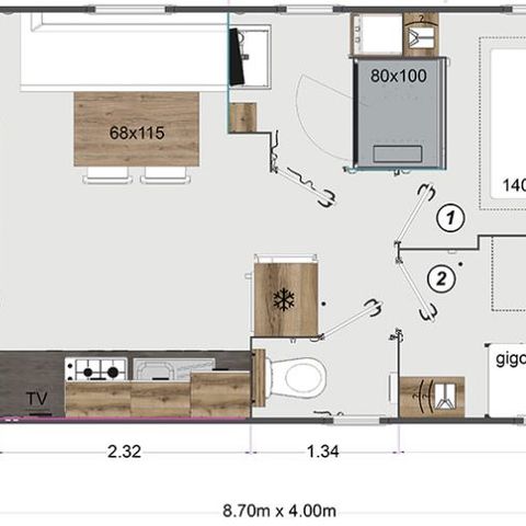 MOBILHOME 4 personnes - EOLIA