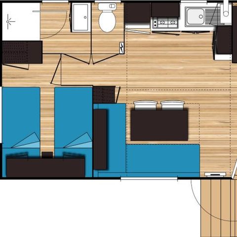 MOBILHOME 4 personnes - Mobil-home Azur Sérénité 24m² - Jacuzzi privatif - 3 pièces - 2 chambres - Climatisation