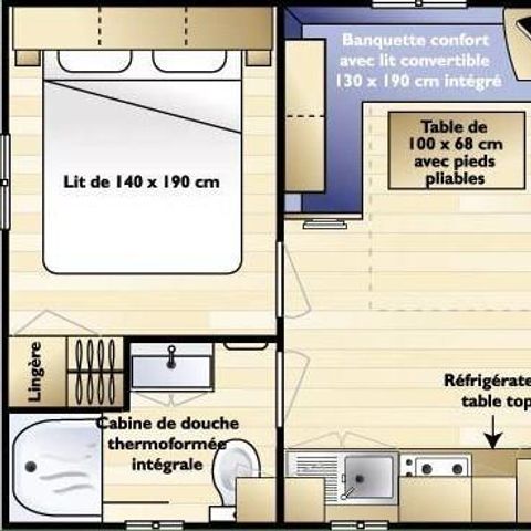 MOBILHOME 2 personnes - P'tit Marina 16 m² - 2 pièces - 1 chambre