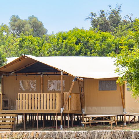 TENTE TOILE ET BOIS 5 personnes - SAFARI LODGE - 40m²- 2 chambres