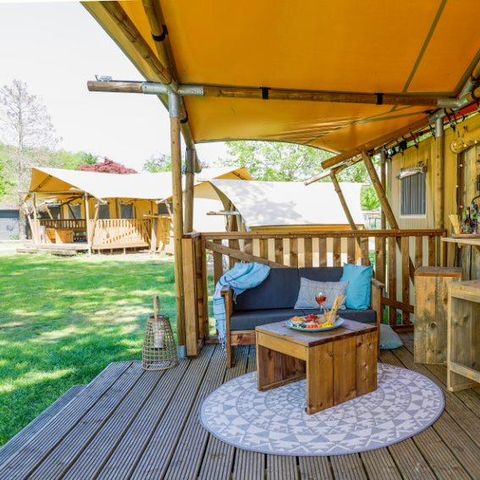 Tente en toile et en bois 5 personnes - SAFARI LODGE - 40m²- - 2 chambres