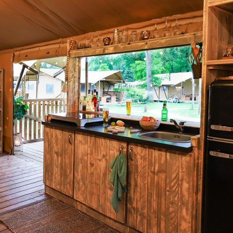 TENTE TOILE ET BOIS 5 personnes - SAFARI LODGE - 40m²- 2 chambres