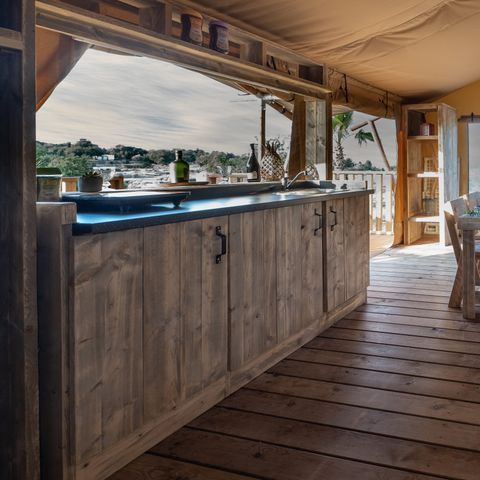 TENTE TOILE ET BOIS 5 personnes - SAFARI LODGE - 40m²- 2 chambres