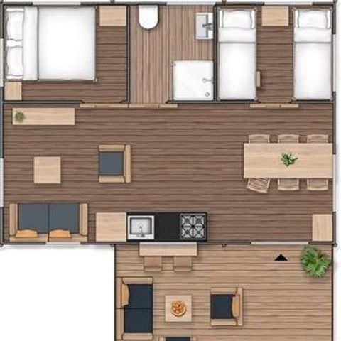 TENTE TOILE ET BOIS 5 personnes - SAFARI LODGE - 40m²- 2 chambres