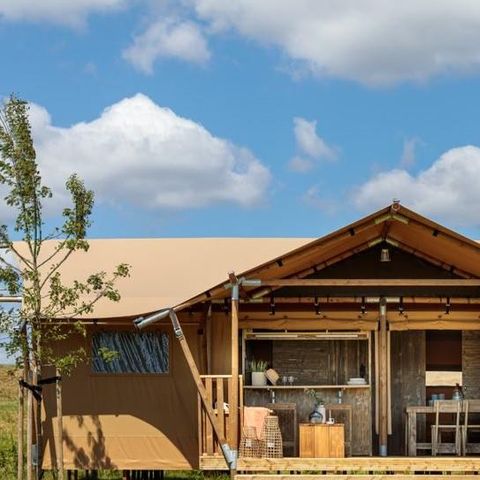 Tente en toile et en bois 5 personnes - SAFARI LODGE - 40m²- - 2 chambres