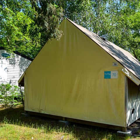 TENTE TOILE ET BOIS 4 personnes - Lodge 2 trèfles 2 chambres, 1 salle d'eau
