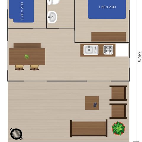 TENTE TOILE ET BOIS 4 personnes - Safaritent sanitaire