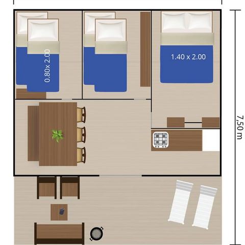 Tente en toile et en bois 6 personnes - Tente Safari Lodge (6P)