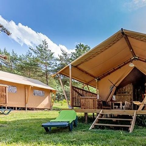 TENTE TOILE ET BOIS 6 personnes - Tente Safari Lodge | 3 Ch. | 6 Pers. | 1 SDB | Clim.
