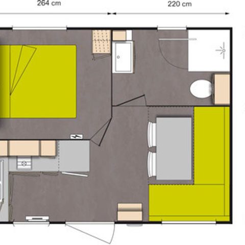 MOBILHOME 2 personnes - 19m² 1Chambre