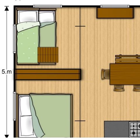 Tente en toile et en bois 5 personnes - Tente Woody 25m² 2Chambres SANS SANITAIRES