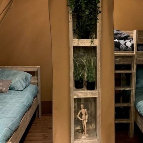 Tente en toile et en bois 5 personnes - Tente Woody 25m² 2Chambres SANS SANITAIRES