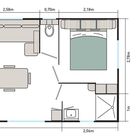 MOBILHOME 4 personnes - PRIVILEGE 2 CH 4 PERS