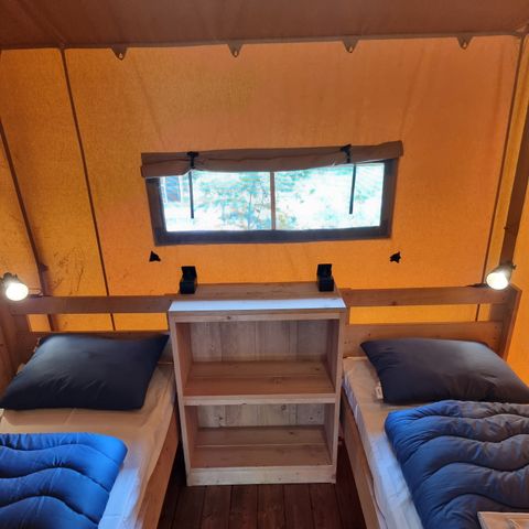 TENTE TOILE ET BOIS 4 personnes - Luxe avec sanitaires (MIVA)