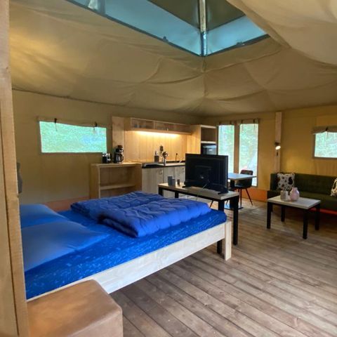 TENTE TOILE ET BOIS 2 personnes - Tente Safari de luxe avec sanitaires (MIVA)
