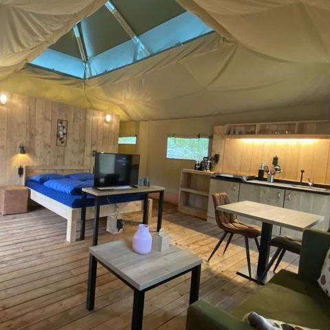 TENTE TOILE ET BOIS 2 personnes - Tente Safari de luxe avec sanitaires (MIVA)
