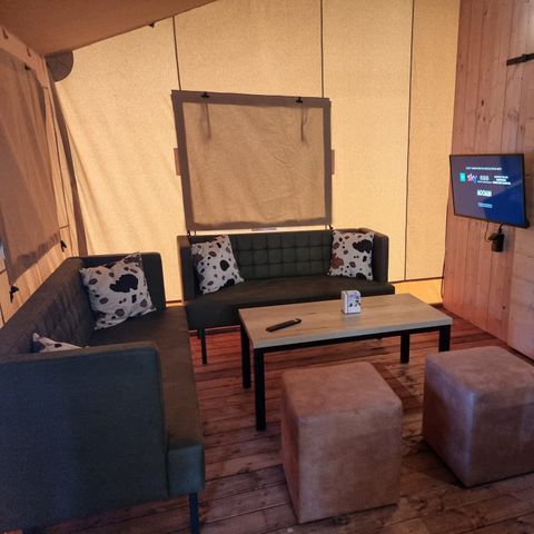 Tente en toile et en bois 6 personnes - Luxe avec sanitaires