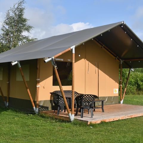 TENTE TOILE ET BOIS 6 personnes - y compris les toilettes