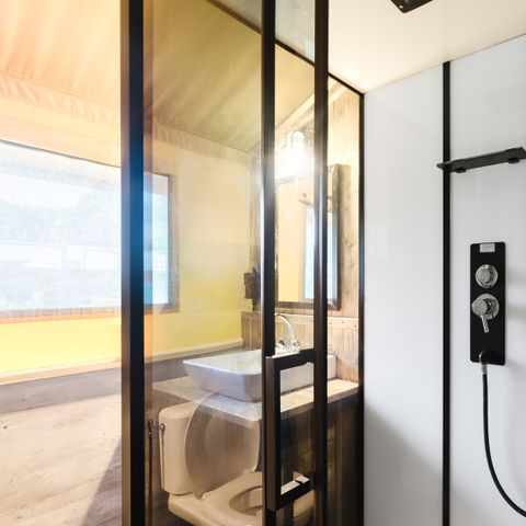 Tente en toile et en bois 6 personnes - y compris les installations sanitaires