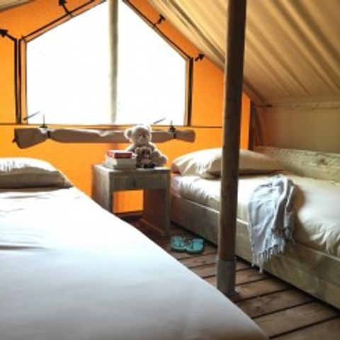 Tente en toile et en bois 6 personnes - Lodgetent avec salle de bain + WC