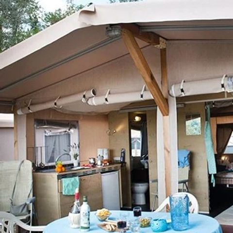 Tente en toile et en bois 5 personnes - Tente Super Lodge | 2 Ch. | 4/5 Pers. | 1 SDB
