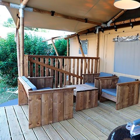 TENTE TOILE ET BOIS 6 personnes - Safari Lodge | 3 Ch. | 6 Pers. | 1 SDB | Clim.