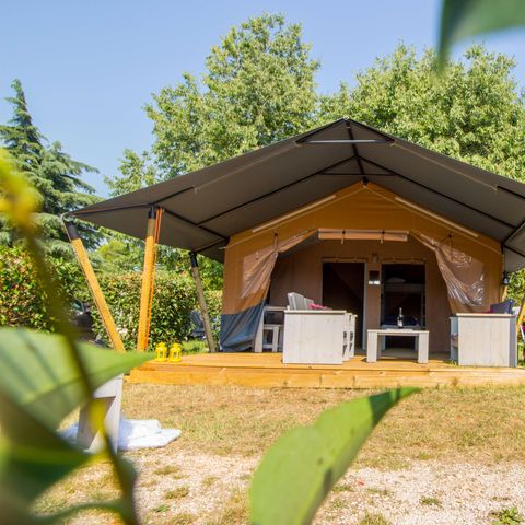 TENTE TOILE ET BOIS 5 personnes - Porto Sole - Tente Safari Confort + climatisation