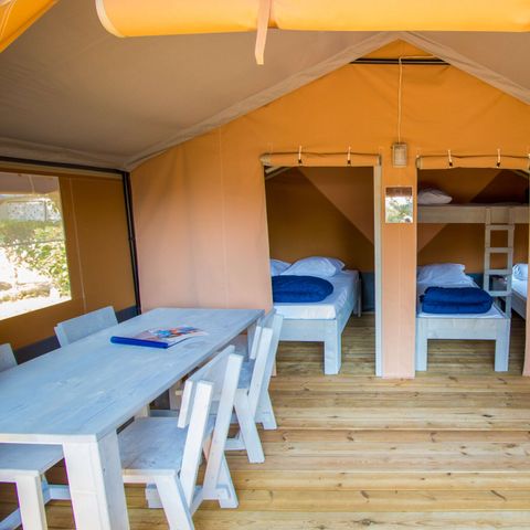 TENTE TOILE ET BOIS 5 personnes - Porto Sole - Tente Safari Confort + climatisation