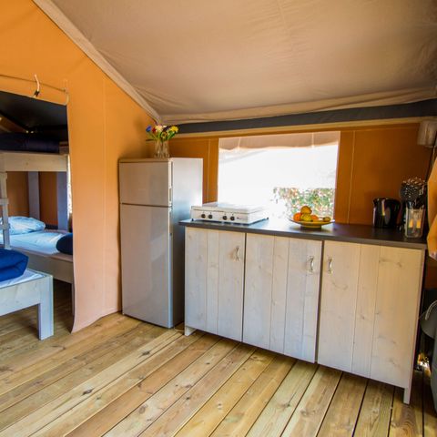 TENTE TOILE ET BOIS 5 personnes - Porto Sole - Tente Safari Confort + climatisation