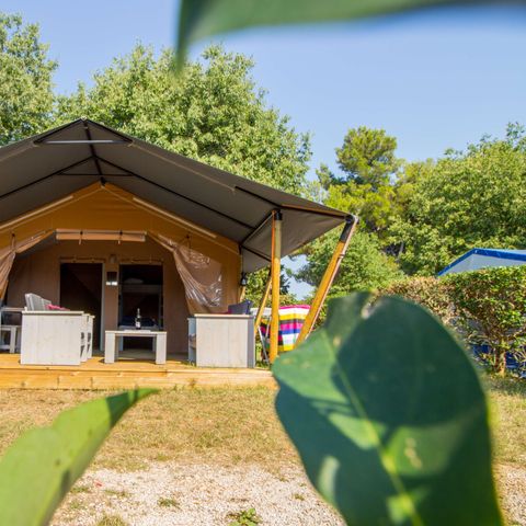 TENTE TOILE ET BOIS 5 personnes - Porto Sole - Tente Safari Confort + climatisation