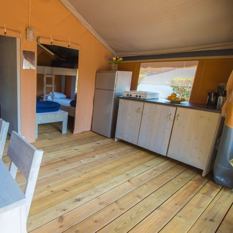TENTE TOILE ET BOIS 5 personnes - Porto Sole - Tente Safari Confort + climatisation