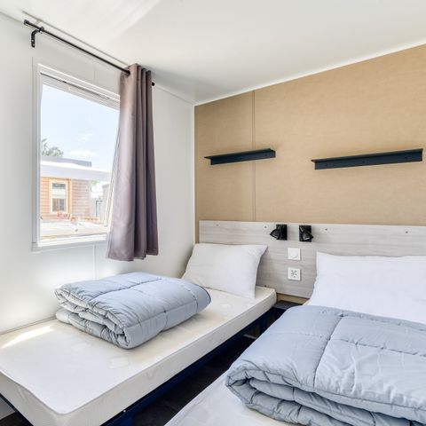 MOBILHOME 6 personnes - Premium | 3 Ch. | 6 Pers. | Terrasse surélevée | 2 SDB | Clim. | TV