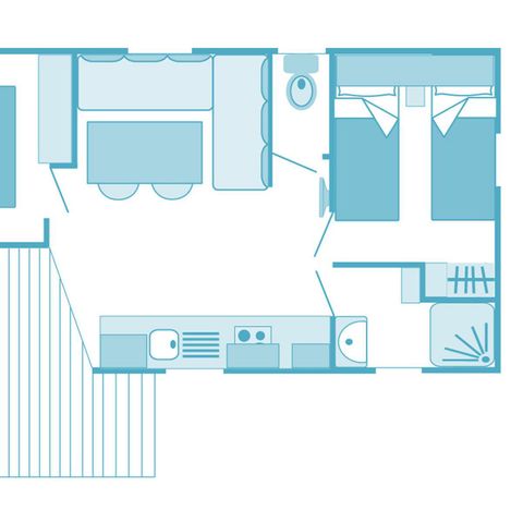 MOBILHOME 5 personnes - Prestige 32m² 2 chambres - climatisation