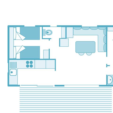 MOBILHOME 5 personnes - Prestige Plus 32m² 2 chambres - climatisé