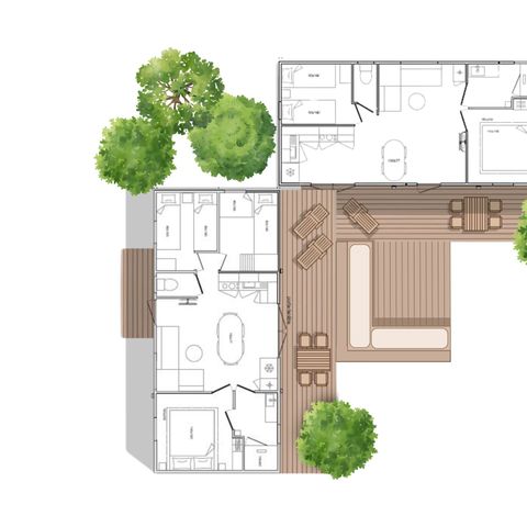 MOBILHOME 10 personnes - Sunelia Luxe 65m² 5 chambres - Climatisé